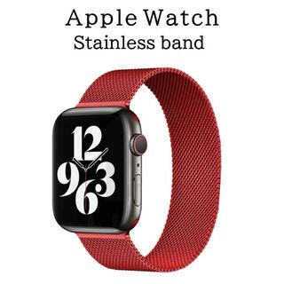 アップルウォッチ(Apple Watch)のApple Watch バンド ST ＃7 レッド 42/44/45(金属ベルト)