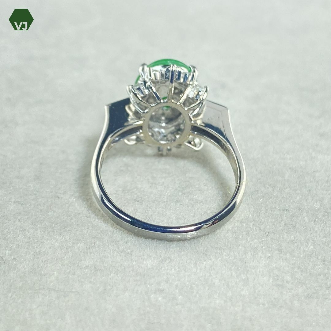 【16-8】翡翠（ジェイダイト）　ダイヤモンド　リング　D0.25ct  レディースのアクセサリー(リング(指輪))の商品写真