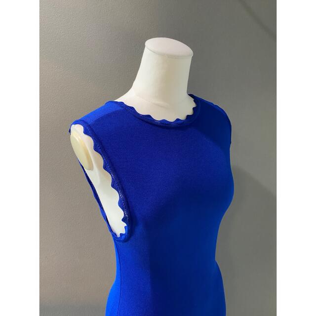 ビンテージ 80s ロングドレス 青 厚手 レーヨン ワンピース希少 美品