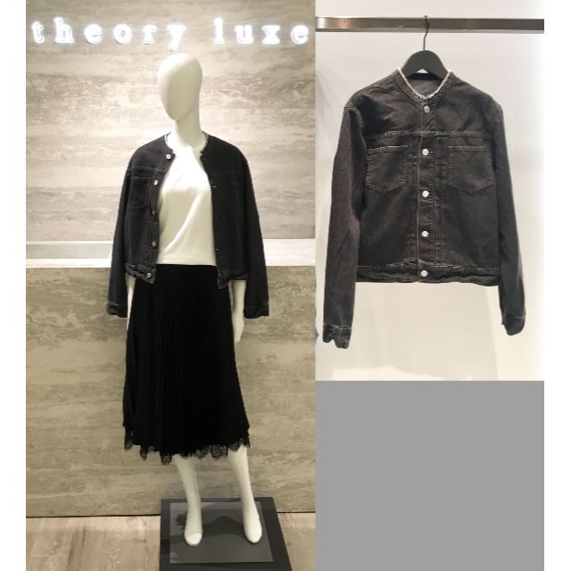 レディースtheory luxe ノーカラー デニムジャケット