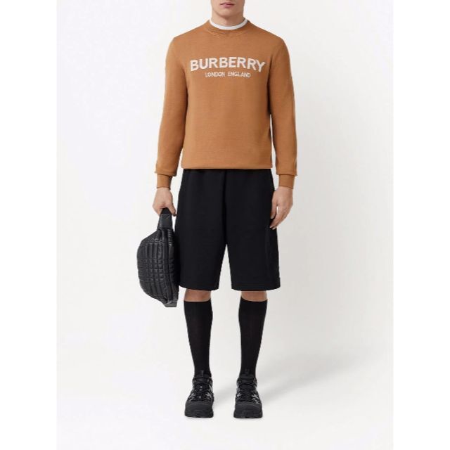 トップス 新品 BURBERRY ロゴインターシャウールブレンド セーター M