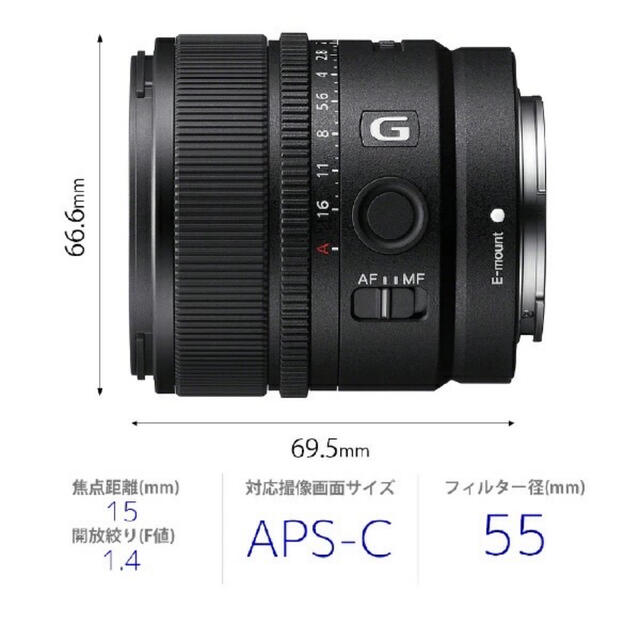 SONY カメラレンズ E 15mm F1.4 G SEL15F14G