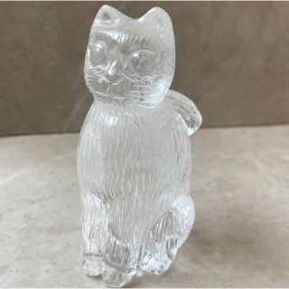 クリアクォーツ　水晶　猫　手彫り　1点物