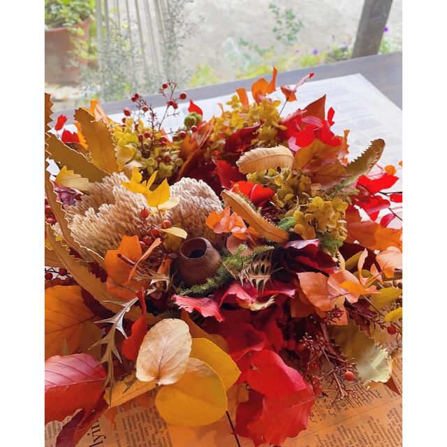 〜Autumn grand wreathe〜秋を迎えるナラの木とユーカリのリース ハンドメイドのフラワー/ガーデン(リース)の商品写真
