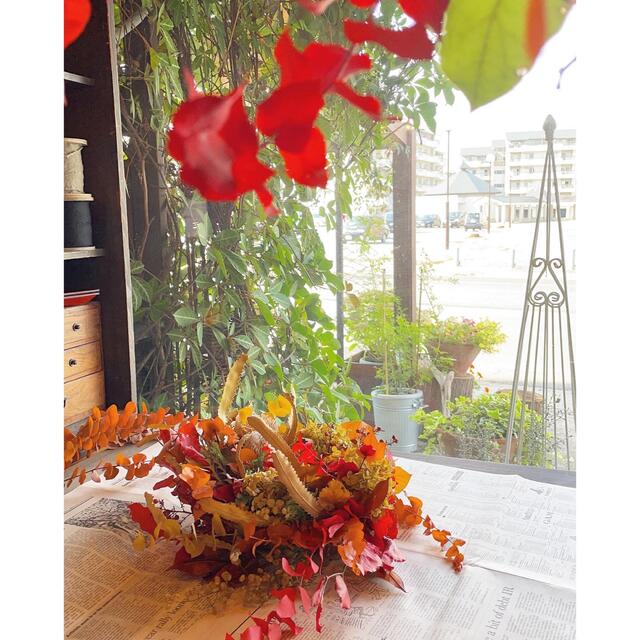 〜Autumn grand wreathe〜秋を迎えるナラの木とユーカリのリース ハンドメイドのフラワー/ガーデン(リース)の商品写真