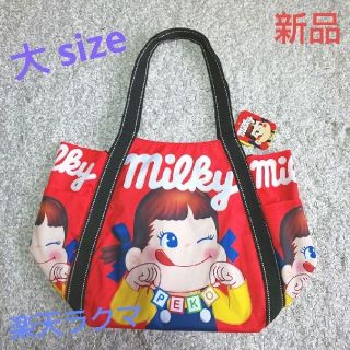 E-COME - ペコちゃん バルーントートバッグ (大) ブラック色 E-COME - ペコちゃん バルーントートバッグ (大) ブラック色