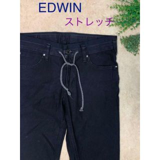 エドウィン(EDWIN)のEDWIN　黒ストレートデニムパンツ　　ストレッチ(デニム/ジーンズ)