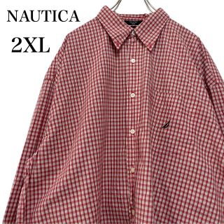 ノーティカ(NAUTICA)のNAUTICA ノーティカ チェック柄 シャツ 長袖 レッド メンズXXL(シャツ)