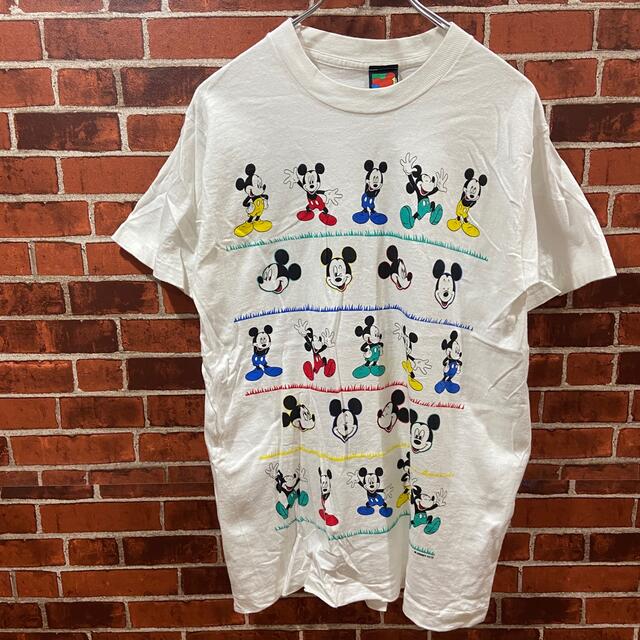 80s USA製 ディズニー ビッグフェイス ミッキーマウス 黒 Tシャツ