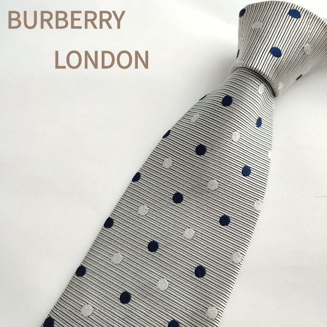 BURBERRY(バーバリー)のバーバリーロンドン シルク ネクタイドット柄 水玉 シルバーグレイ系 h77 メンズのファッション小物(ネクタイ)の商品写真