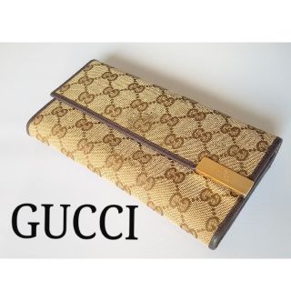 グッチ(Gucci)のGUCCI グッチ 長財布 GG柄 ベージュ×ブラウン  サイフ イタリア製(長財布)