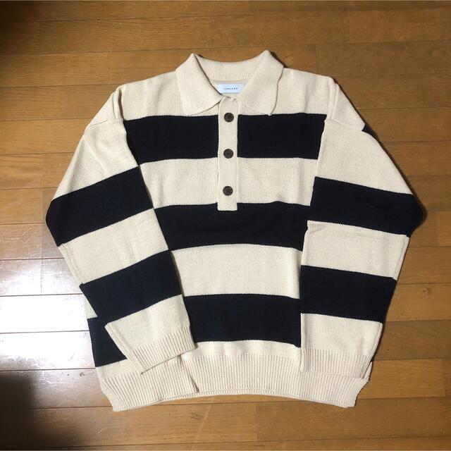 【ANGLAN】ボーダー ニット NAVY