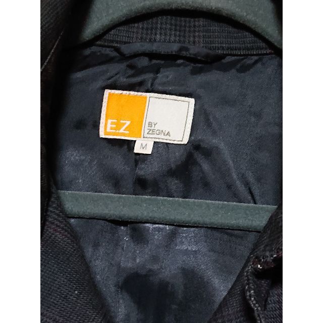 Ermenegildo Zegna(エルメネジルドゼニア)のE.Z by ZEGNA　ダークグレー　襟ベルト　チェック　デザインジャケット メンズのジャケット/アウター(テーラードジャケット)の商品写真