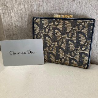 Dior クリスチャン ディオール がま口 トロッター 折り財布 ネイビー