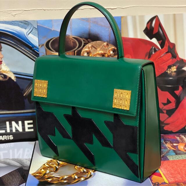 激レア 希少モデル VINTAGE OLD CELINE ハンドバッグ 千鳥格子 | www