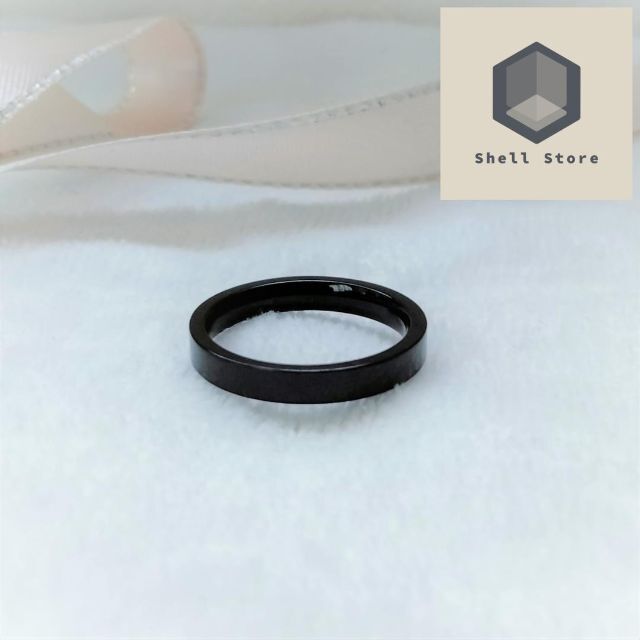 9号 US5号 シンプル 角型 リング ブラック 3mm レディースのアクセサリー(リング(指輪))の商品写真