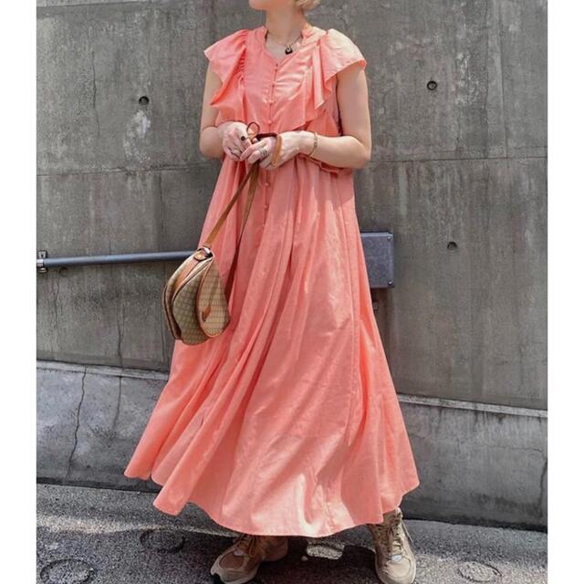 Ameri VINTAGE(アメリヴィンテージ)の新品　Ameri 2WAY RAMIE DRESS  コーラル　ワンピース レディースのワンピース(ロングワンピース/マキシワンピース)の商品写真