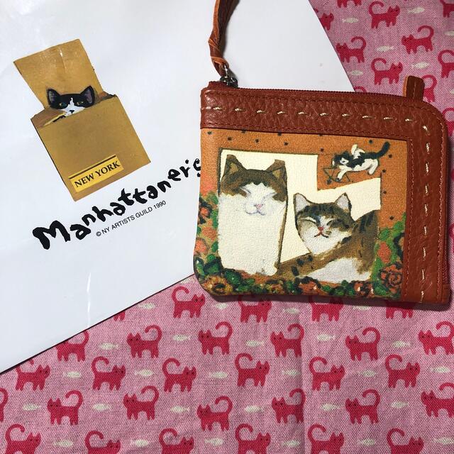 Manhattaner's(マンハッタナーズ)のマンハッタナーズ ⭐️猫⭐️レザーウォレット⭐️財布⭐️未使用 レディースのファッション小物(コインケース)の商品写真