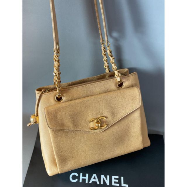 ✨美品✨シャネル CHANEL キャビアスキン チェーントート ショルダーバッグ