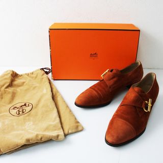 エルメス(Hermes)のレディース 最高級 HERMES エルメス スエードレザー ゴールド金具ストラップ シューズ 38.5/レンガ色【2400012950207】(その他)