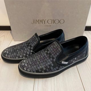 ジミーチュウ(JIMMY CHOO)の美品★Jimmy Choo スリッポン ブラック 25.5cm ジミーチュウ(スリッポン/モカシン)