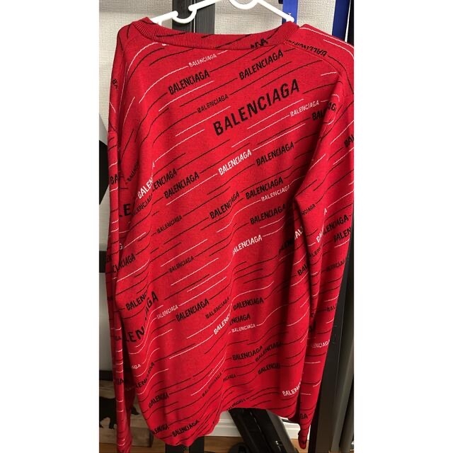 バレンシアガ BALENCIAGA 斜めロゴ 総柄 ニット セーター 赤 商品の