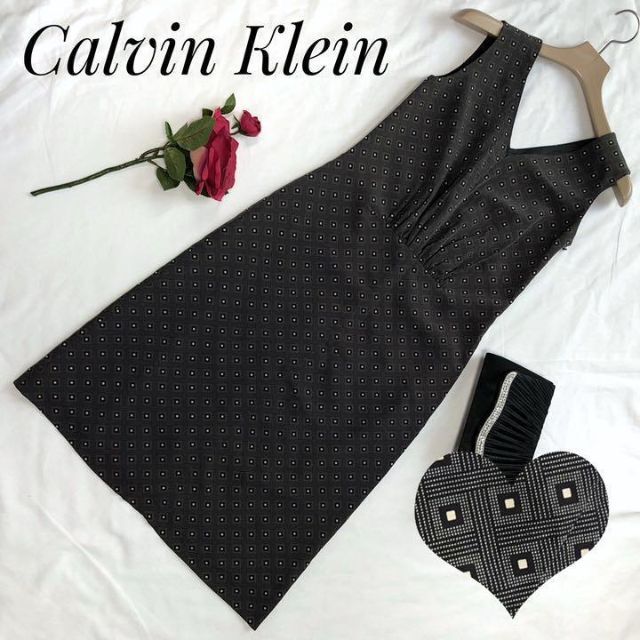 上品♦Calvin Klein カルバンクライン ギャザー ワンピース 黒 | フリマアプリ ラクマ