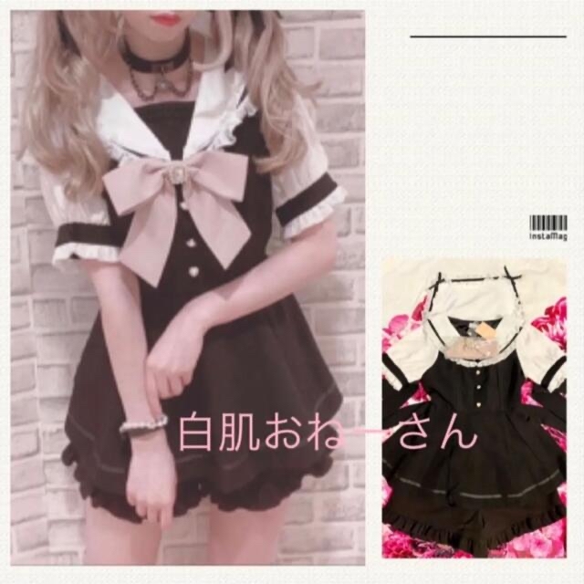 LIZ LISA♡リボン付セーラーカラー半袖セットアップ♡ブラックレディース その他