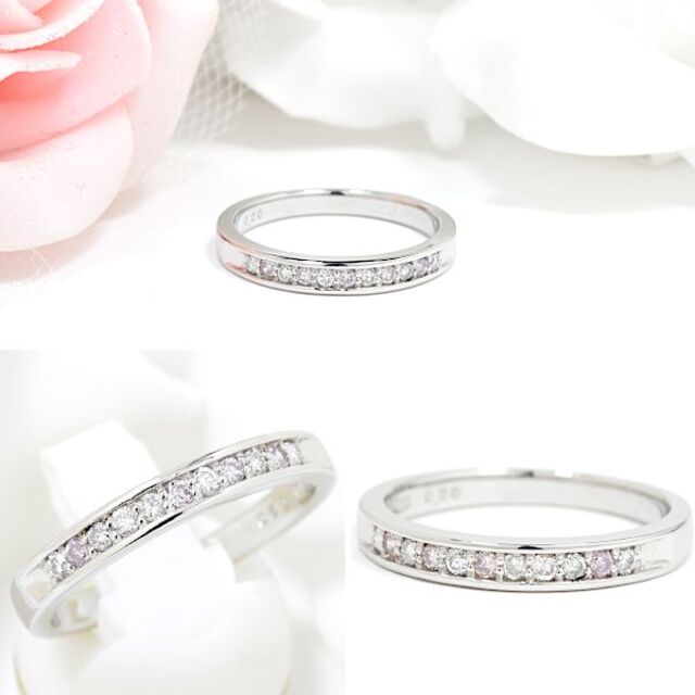 PTダイヤ/ピンクダイヤリング 重ね付け◎ハーフエタニティ DM071B レディースのアクセサリー(リング(指輪))の商品写真