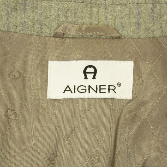 AIGNER(アイグナー)のアイグナー チェスター コート ストライプ ウール カシミヤ混 グレー 48 レディースのジャケット/アウター(その他)の商品写真