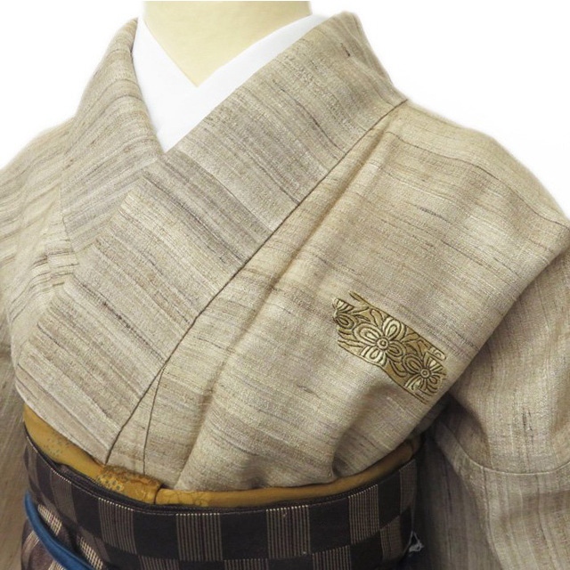 特選 単衣 野蚕糸 刺繍 トール 着物 訪問着 A760-11 L