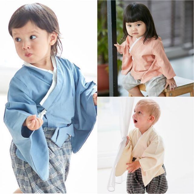 キッズ　袴 セットアップ セパレート 青 80サイズ 誕生日 初節句 子供の日 キッズ/ベビー/マタニティのキッズ服女の子用(90cm~)(和服/着物)の商品写真