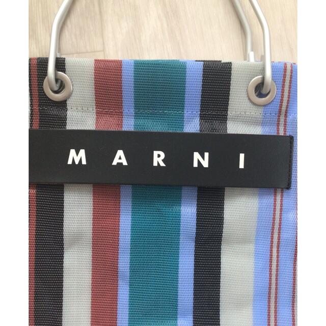 Marni(マルニ)の［スヌスヌ様専用］マルニマーケット　　ストライプバッグ　グリーン レディースのバッグ(トートバッグ)の商品写真