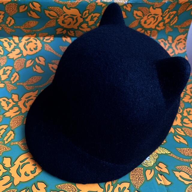 CA4LA(カシラ)のネコミミ　キャップ　WOOL ブラック　帽子　キャスケット キッズ/ベビー/マタニティのこども用ファッション小物(帽子)の商品写真