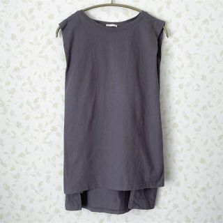 ジーユー(GU)のGU♡ ショルダータックチュニックT(ノースリーブ) ♡XL♡グレー(Tシャツ(半袖/袖なし))