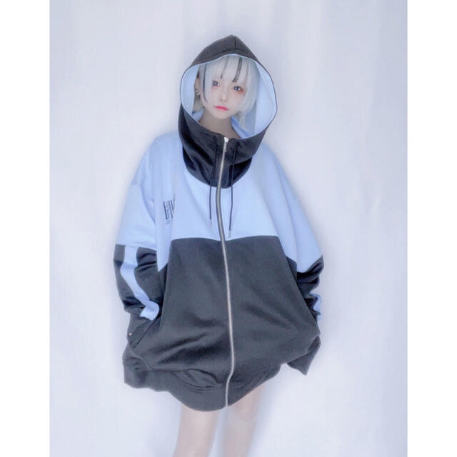 ililil Neon Blue high neck Jersey hoodie