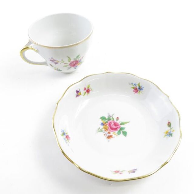 ババリア ティーカップ&ソーサー 2客 金彩 花柄 フラワー ババリア ティーカップ&ソーサー 2客 金彩 花柄 フラワー