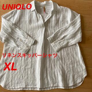 ユニクロ(UNIQLO)のUNIQLO リネンスキッパーシャツ　7分袖　XL(シャツ/ブラウス(長袖/七分))