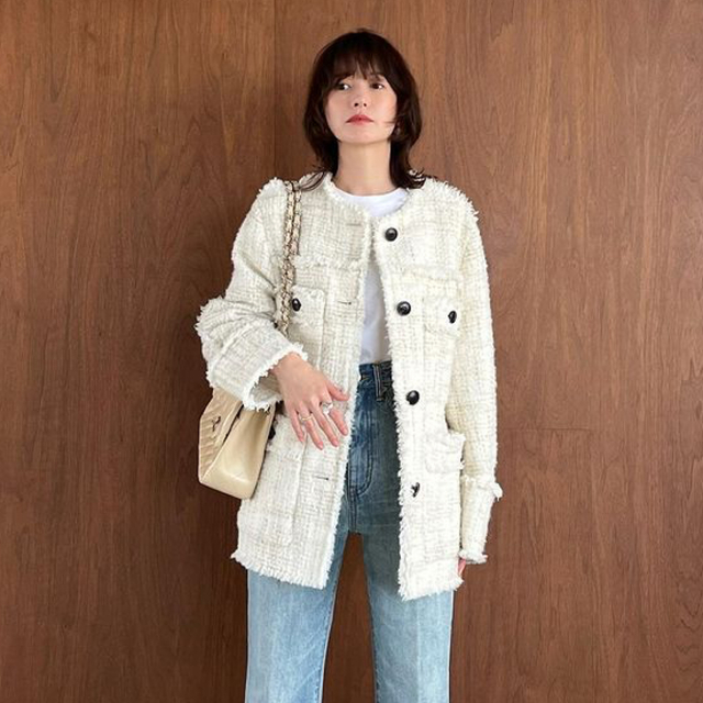 CLANE NO COLOR TWEED JACKET - ノーカラージャケット