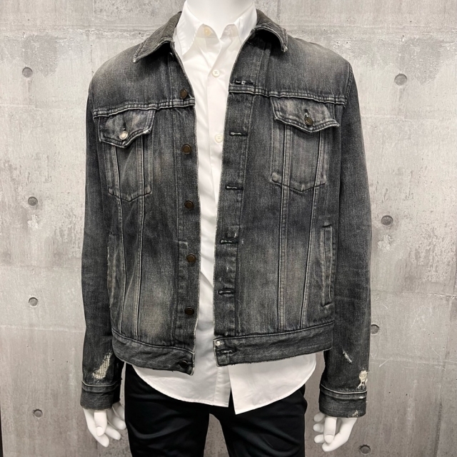 濃いピンク系統 SAINT LAURENT PARIS サンローランパリ デニムジャケット アウター ダメージ加工 L BMC 527407 ブラック 黒 コットン メンズ 定番【品】 - 通販 - www.bhaktiluhur.org