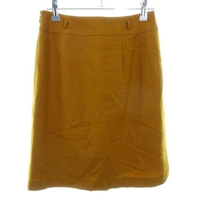NOLLEY'S(ノーリーズ)のノーリーズ スカート 台形 ひざ丈 サイドファスナー タック ウール 36 黄 レディースのスカート(ひざ丈スカート)の商品写真