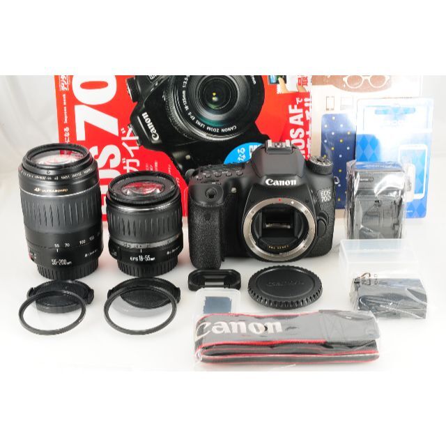 Canon - 【Wifi搭載】Canon キヤノン EOS 70D ダブルレンズ オマケ多数
