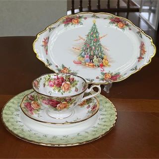 ロイヤルアルバート(ROYAL ALBERT)の【レア美品】ロイヤルアルバート★オールドカントリーローズ★クリスマスカルテット(食器)