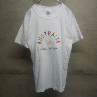 マルチカラー　刺繍 ロゴ オーストラリア Tシャツ スーベニア 90s　白(Tシャツ(半袖/袖なし))