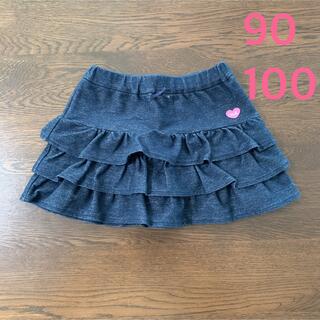 ミキハウス(mikihouse)のミキハウス　デニム　デニム風　フリル　スカート　S　90 100 110(スカート)