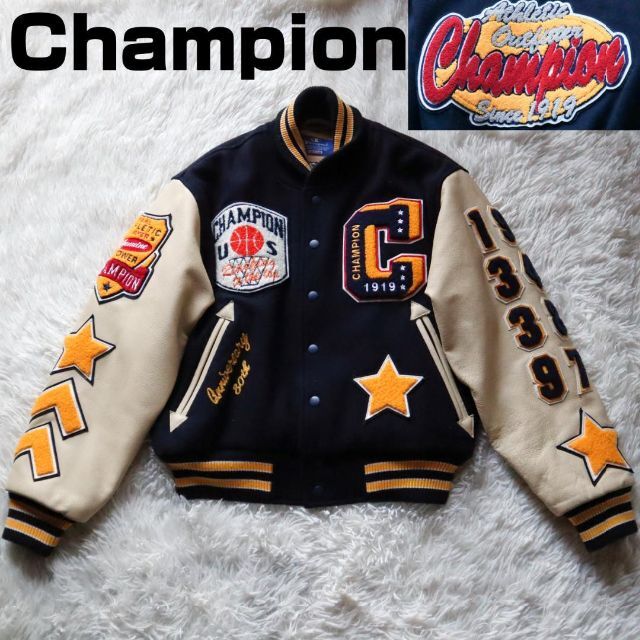 【限定200着】チャンピオン Champion フルデコスタジャン 袖レザー