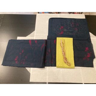 炭黒　紗　着物　リユース(着物)