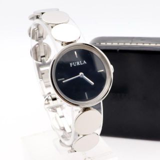 フルラ(Furla)の《一点物》FURLA 腕時計 ブラック ドレスウォッチ シルバー ラウンド(腕時計)