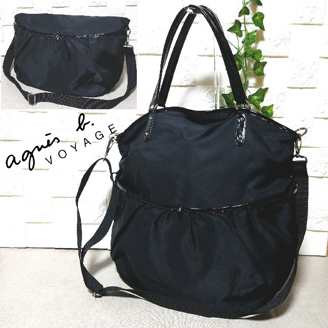 新品未使用 agnes b. エナメルボストンショルダーバッグ 2way ad