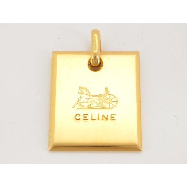 ファッション小物CELINE セリーヌ ペンダントヘッド プレート 馬車ロゴ ゴールド